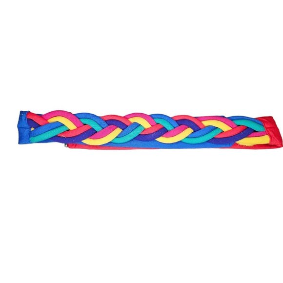 Braided Rainbow Waist Statement Belt Colorful S/M VTG 80s 90s Multi-color Chunky main image 7